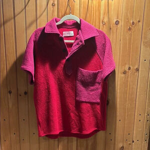 KkCo wool colorblock short sleeve collared sweater top